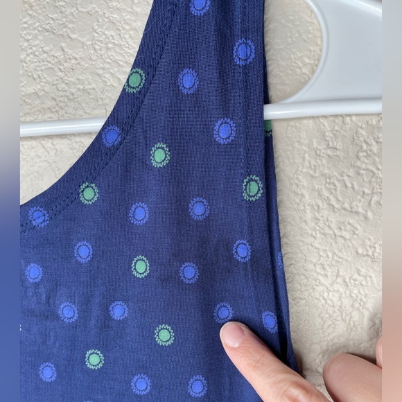 Gudrun Sjoden Navy Polka Dot Sleeveless 100% Modal Dress Size Small One Pocket - Picture 10 of 11